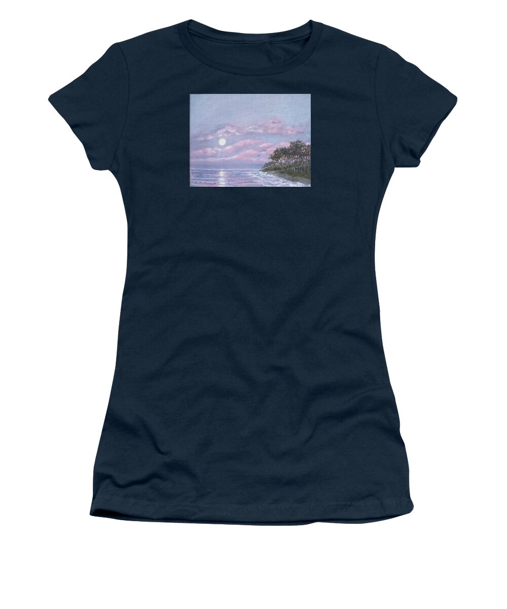 Ocean Women's T-Shirt featuring the painting Tropical Moonrise by Kathleen McDermott