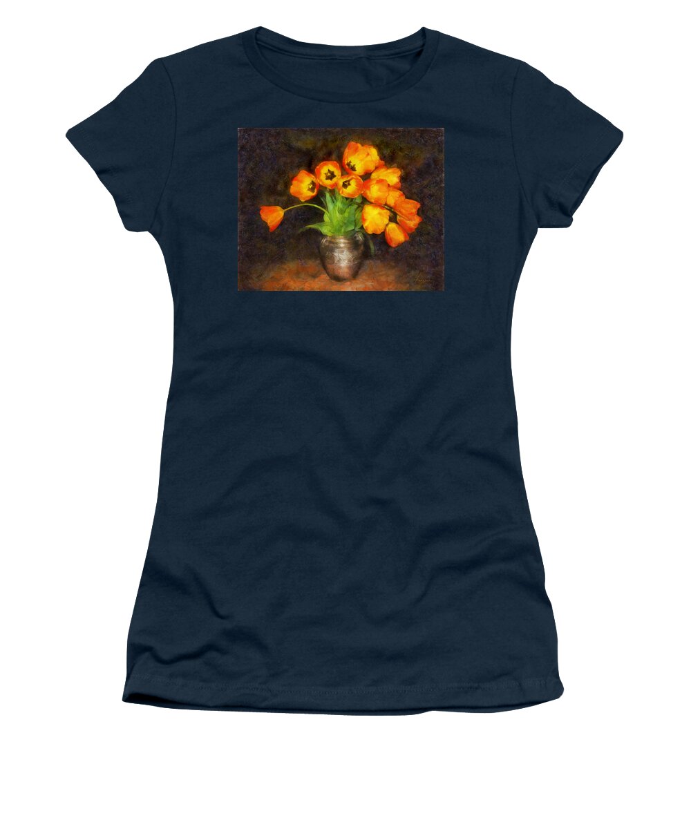 Tulips Women's T-Shirt featuring the digital art Tulip Bouquet by Frances Miller