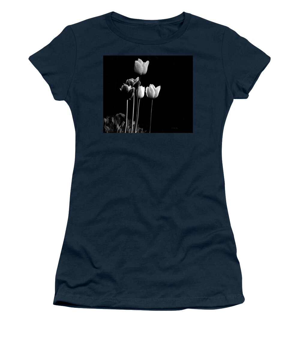 Spring Women's T-Shirt featuring the photograph Tulips in Black by Wild Thing