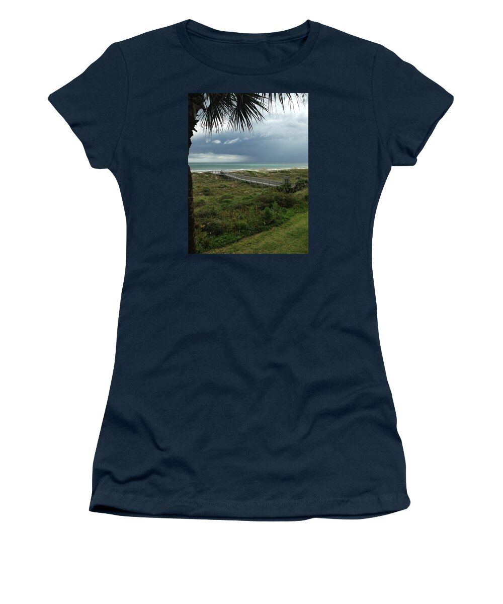 Palm Tree Women's T-Shirt featuring the photograph Turquoise Beach by Nancy Dinsmore