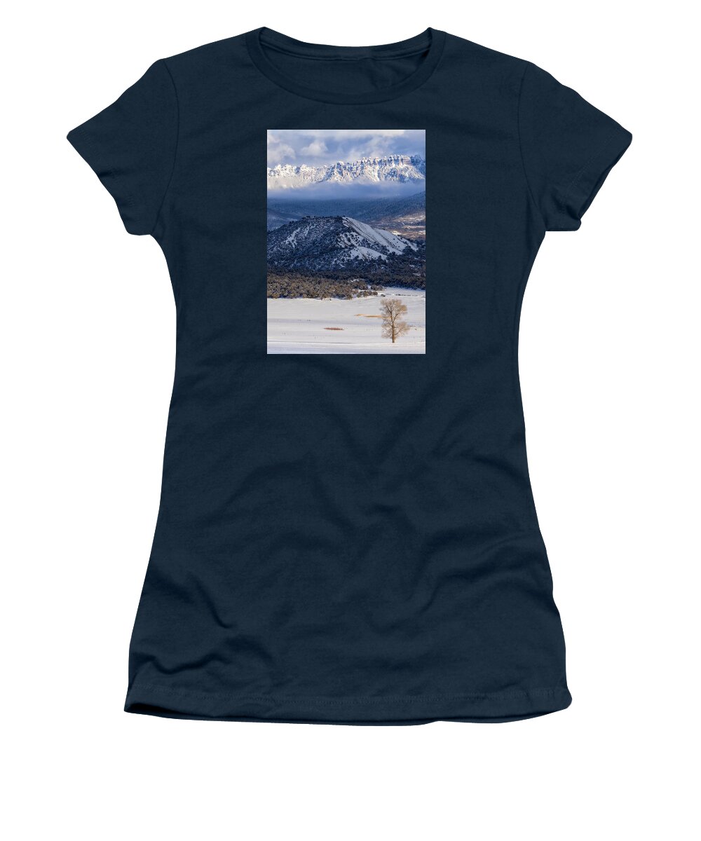 Ridgway Women's T-Shirt featuring the photograph Turret Ridge In Winter by Denise Bush