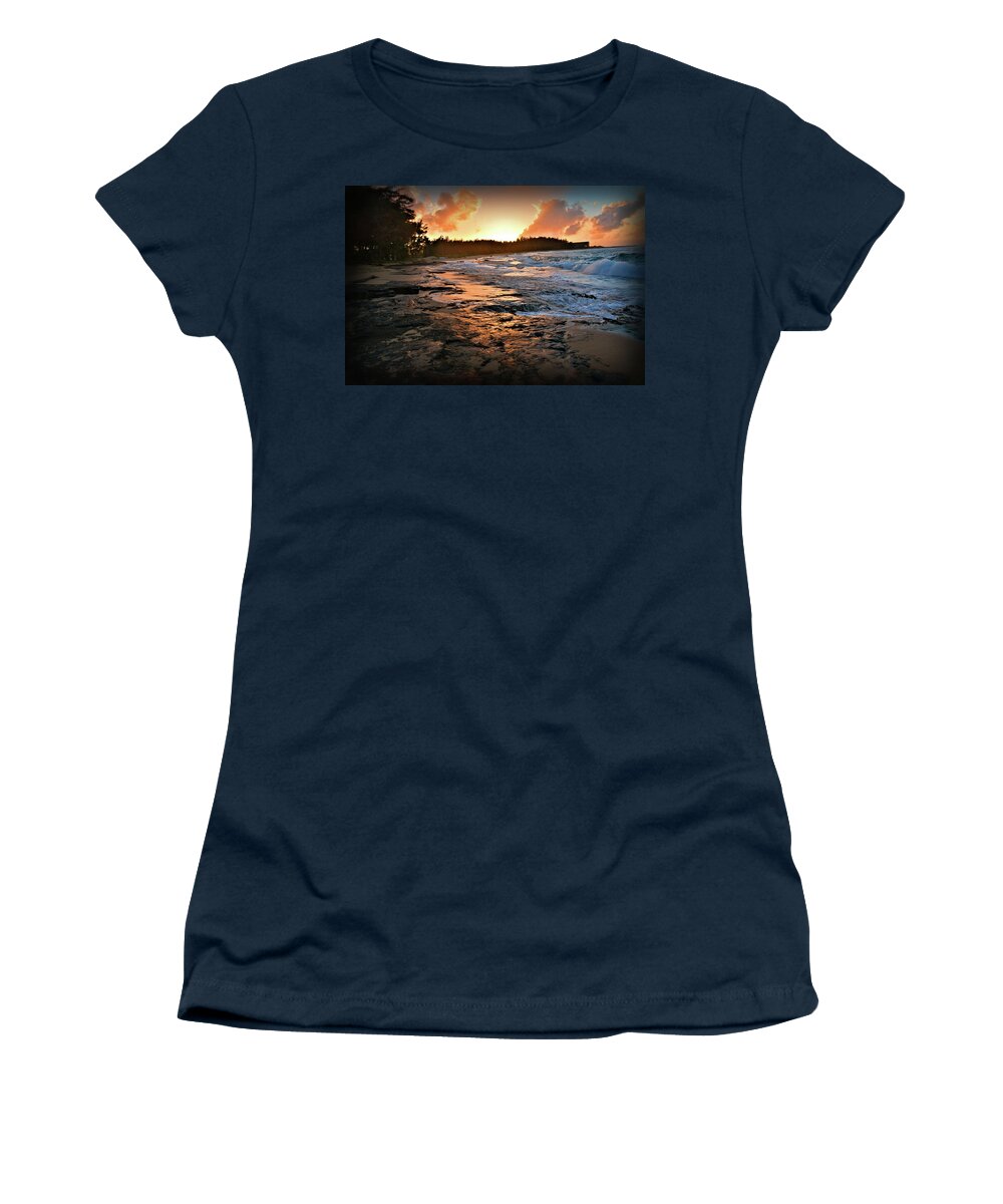 Seascape Women's T-Shirt featuring the photograph Turtle Bay Sunset 1 by Jason Brooks