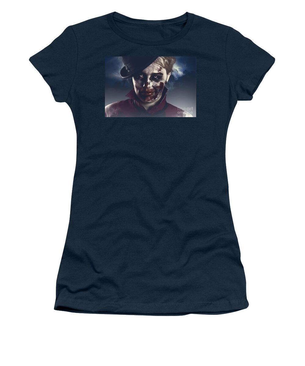 Apocalypse Women's T-Shirt featuring the photograph Twilight nightmare. Possessed halloween girl by Jorgo Photography
