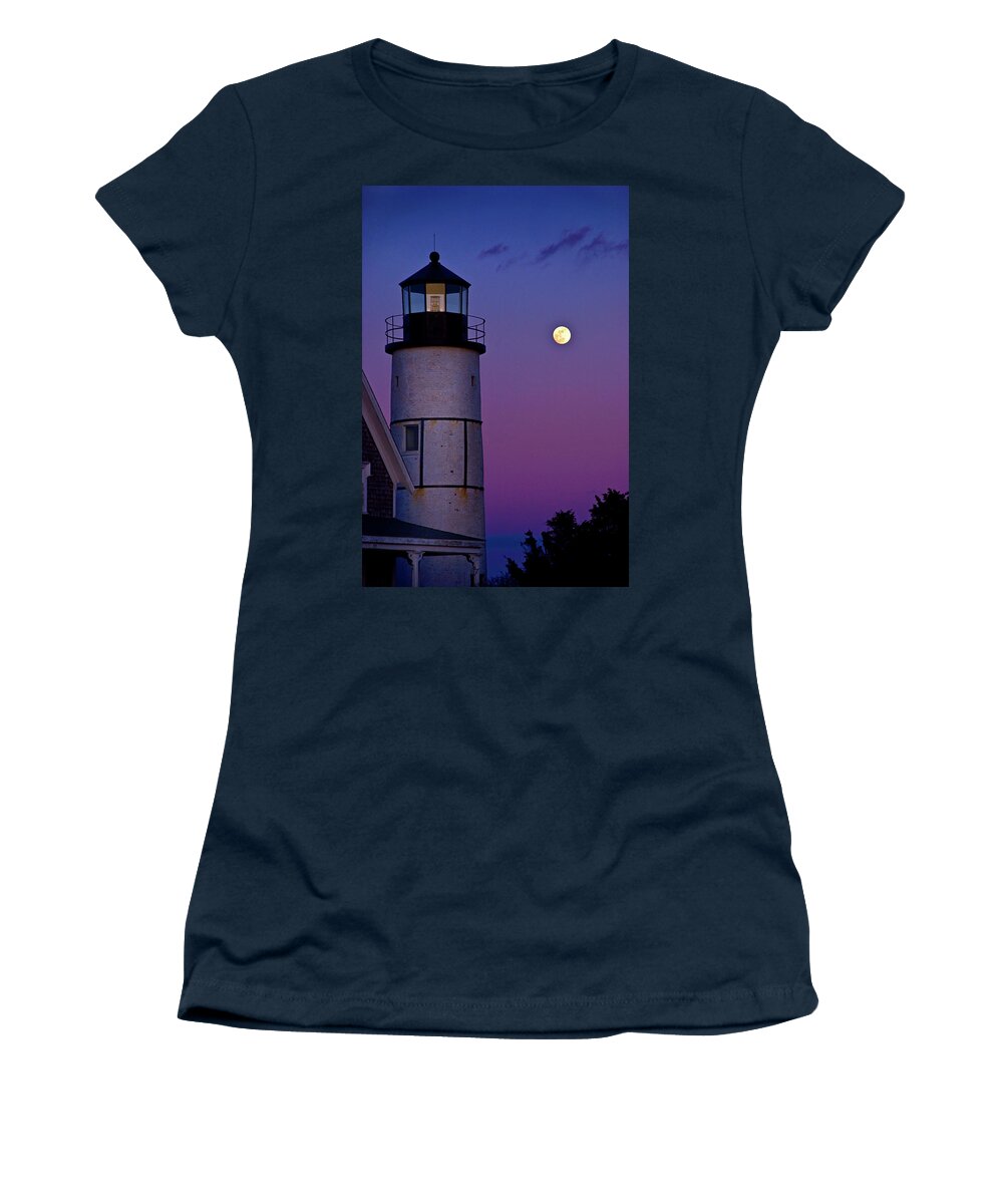 Twilight Women's T-Shirt featuring the photograph Twilight at Sandy Neck Lighthouse by Charles Harden