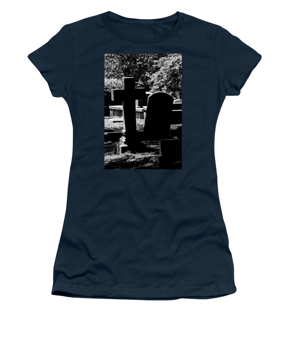 Tombstones Women's T-Shirt featuring the photograph Twin Graves by James L Bartlett