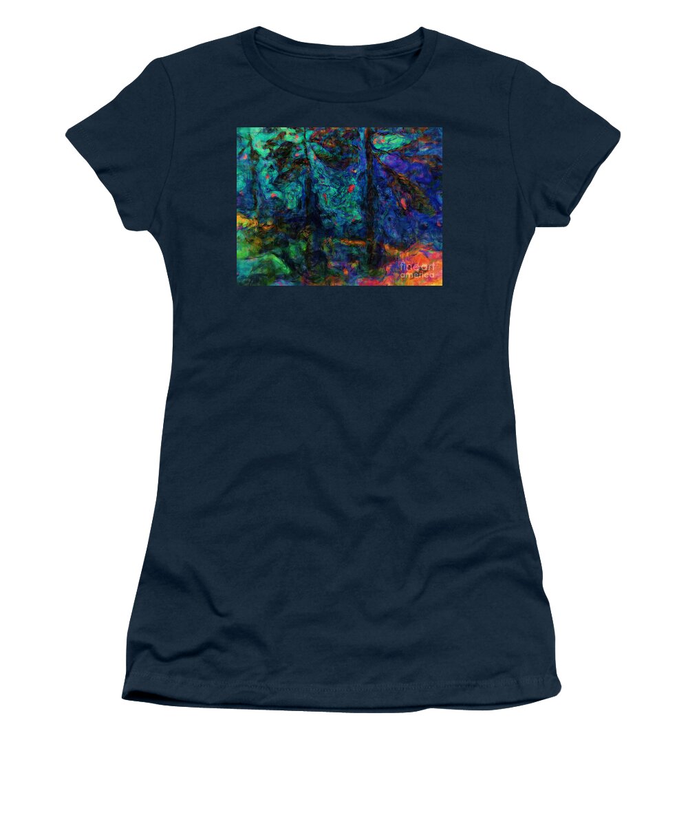Van Gogh Women's T-Shirt featuring the painting Twisted Pines by Claire Bull