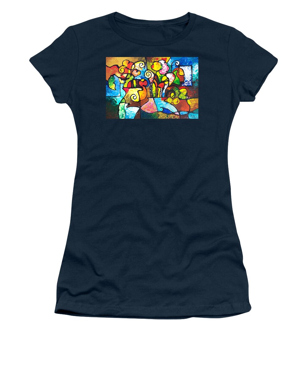 Flowers Women's T-Shirt featuring the painting Two Bouquets by Sally Trace