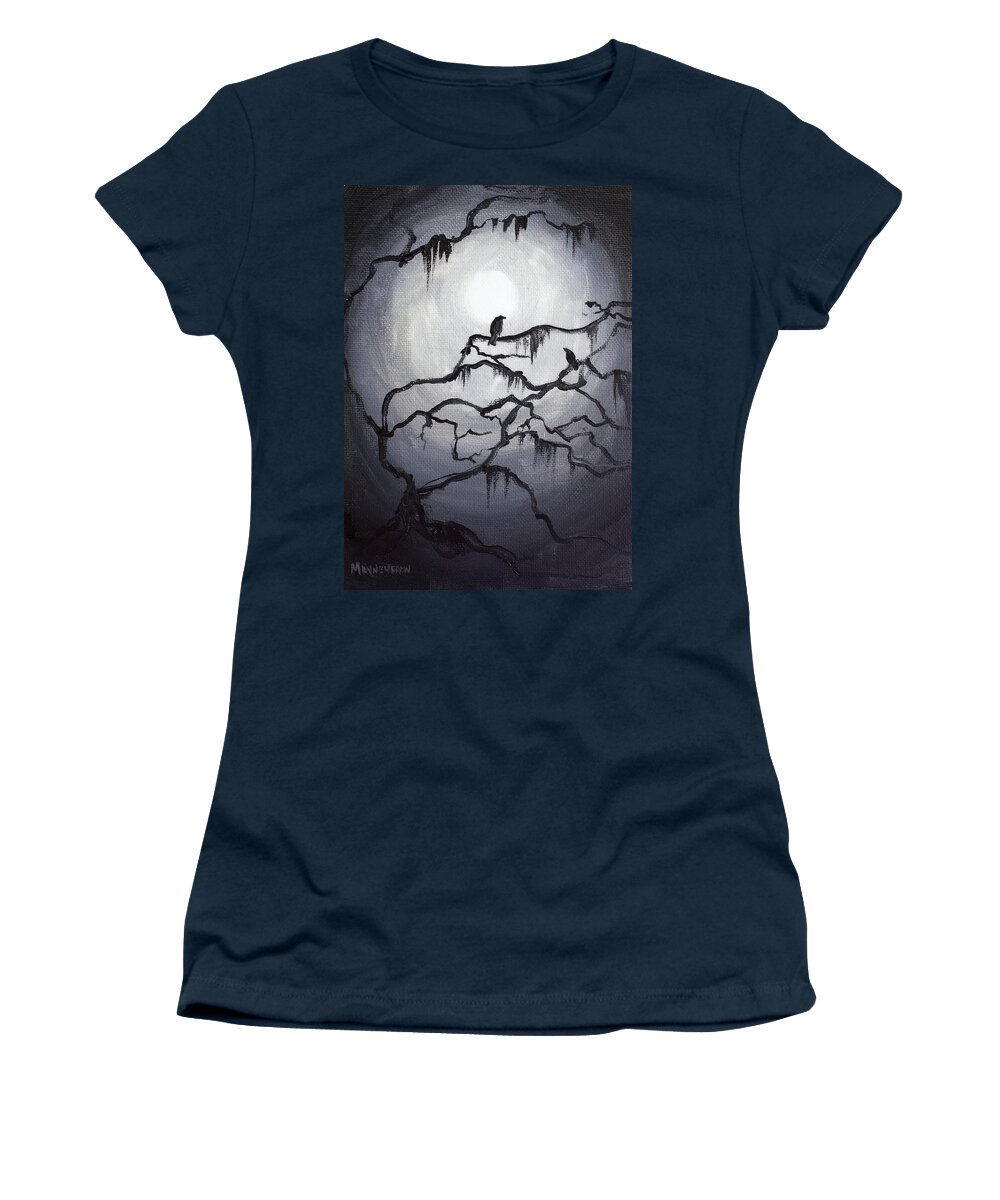 Crow Women's T-Shirt featuring the painting Two Crows and Spanish Moss by Melissa Herrin