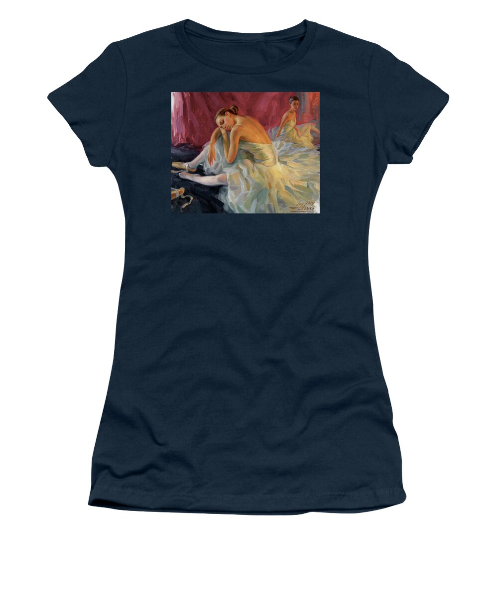 Ballet Women's T-Shirt featuring the painting Two Dancers by Serguei Zlenko