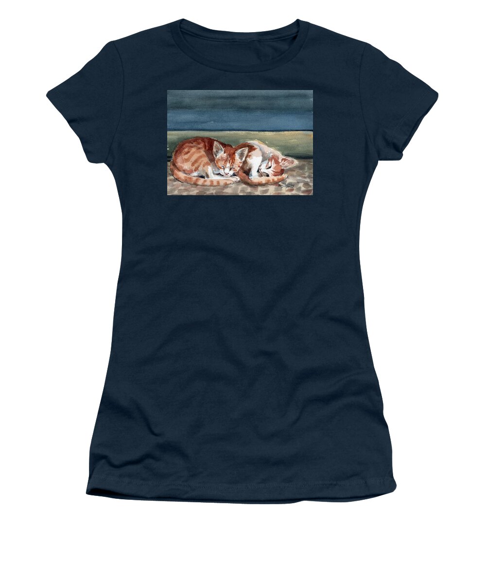 Cats Women's T-Shirt featuring the painting Two kittens by Mimi Boothby