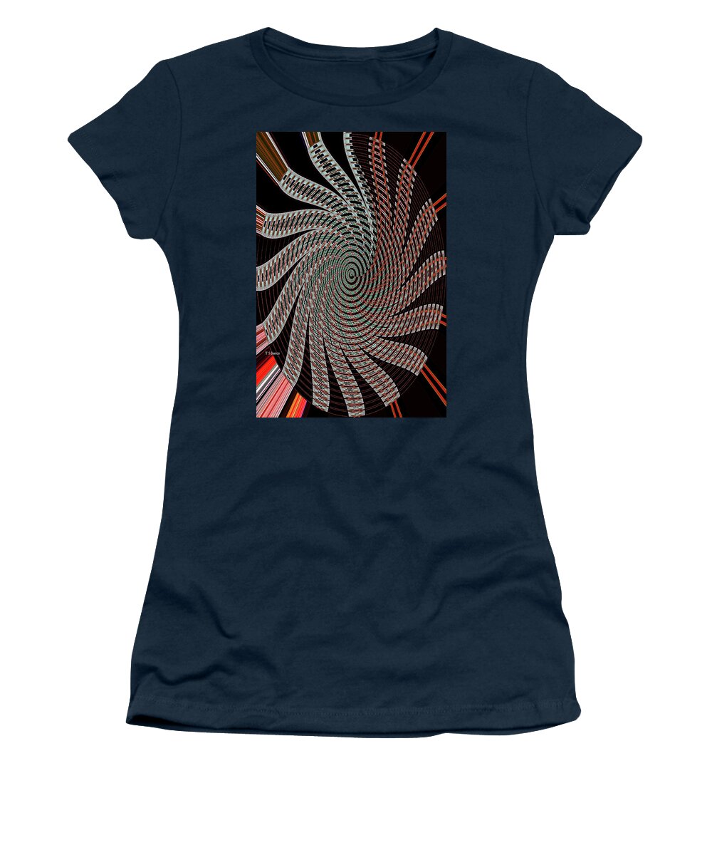 Two Maple Leaf Panel Twist Abstract Women's T-Shirt featuring the digital art Two Maple Leaf Panel Twist Abstract by Tom Janca