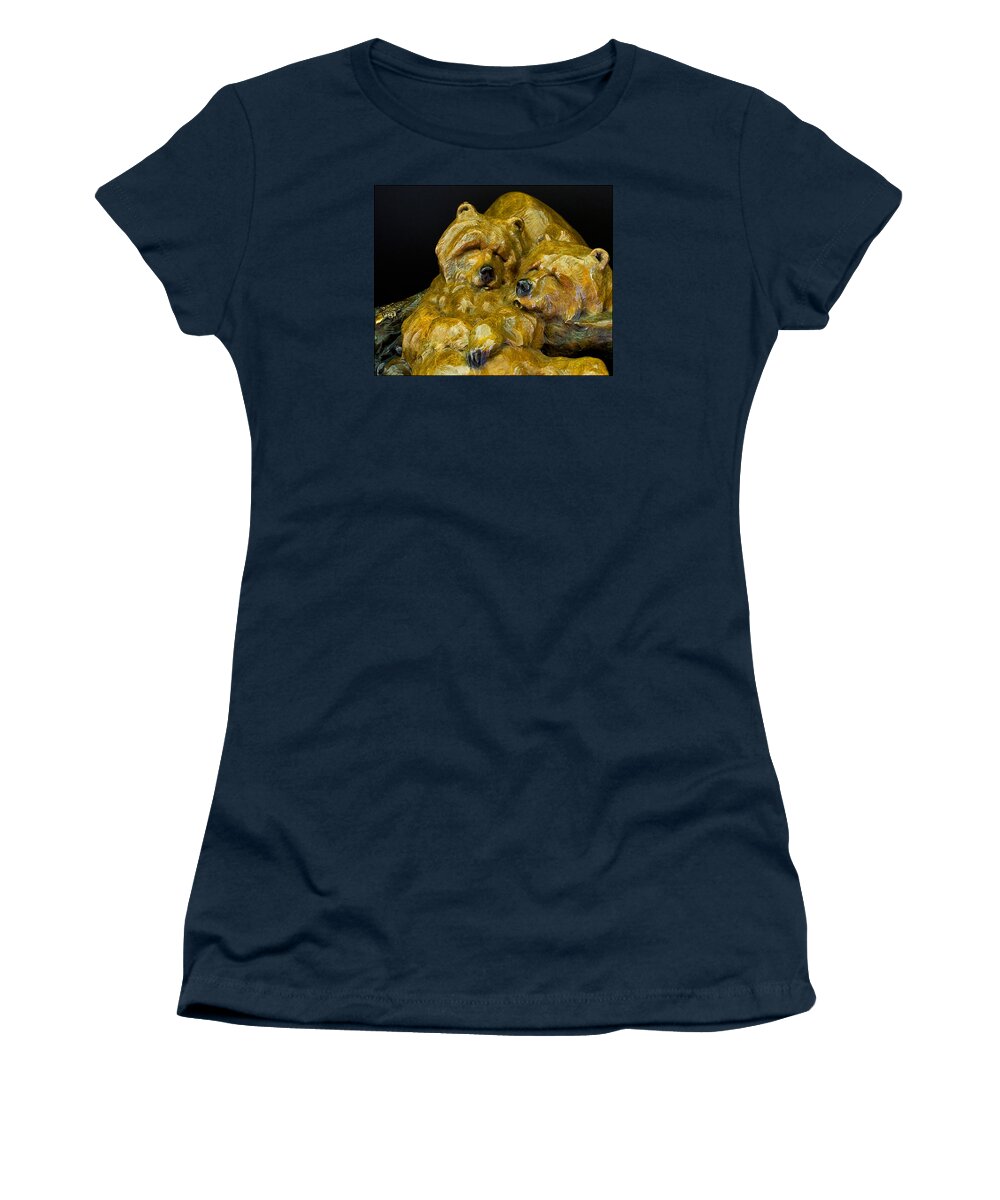 Bears Sculpture Women's T-Shirt featuring the photograph Two Pooped Sculpture by Walt Horton by Ginger Wakem