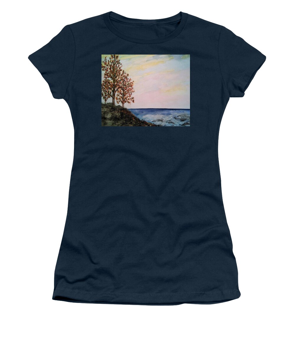 Fall Trees Women's T-Shirt featuring the painting Two Trees by Susan Nielsen