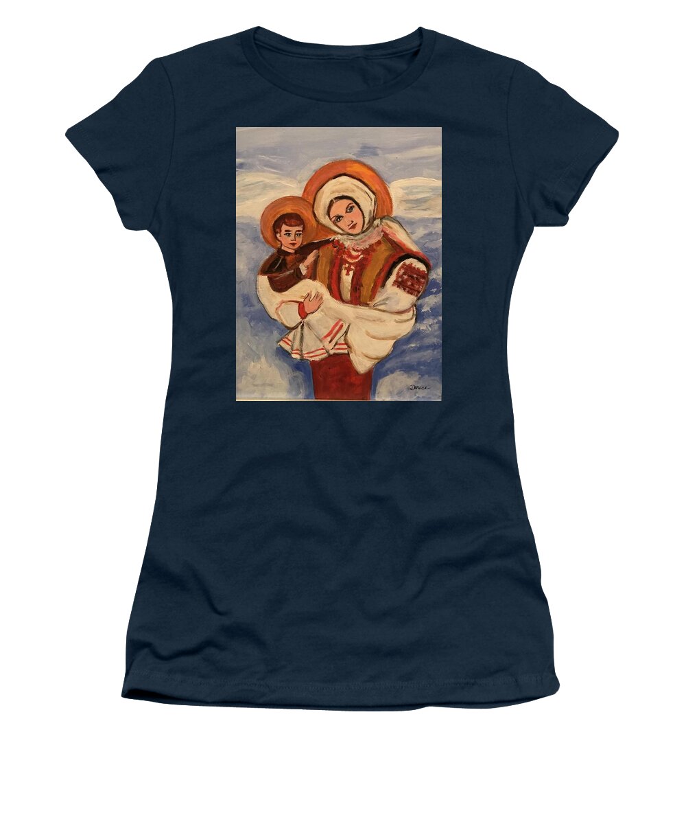 Ukrainian Women's T-Shirt featuring the painting Ukrainian Madonna and Child by Denice Palanuk Wilson