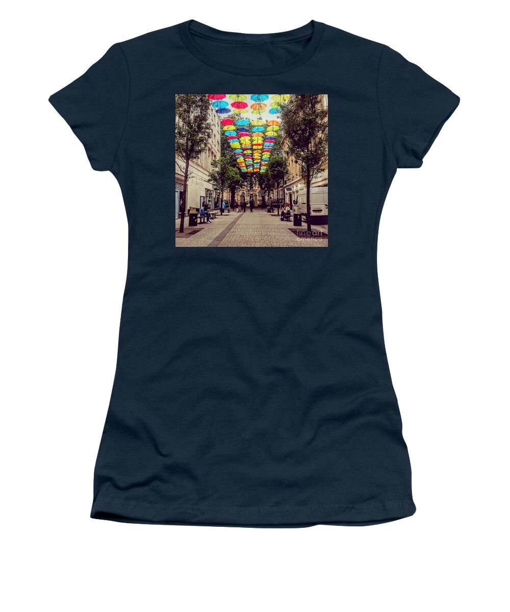 The Bluecoat Galleries Women's T-Shirt featuring the photograph Umbrella Sky 2 by Joan-Violet Stretch