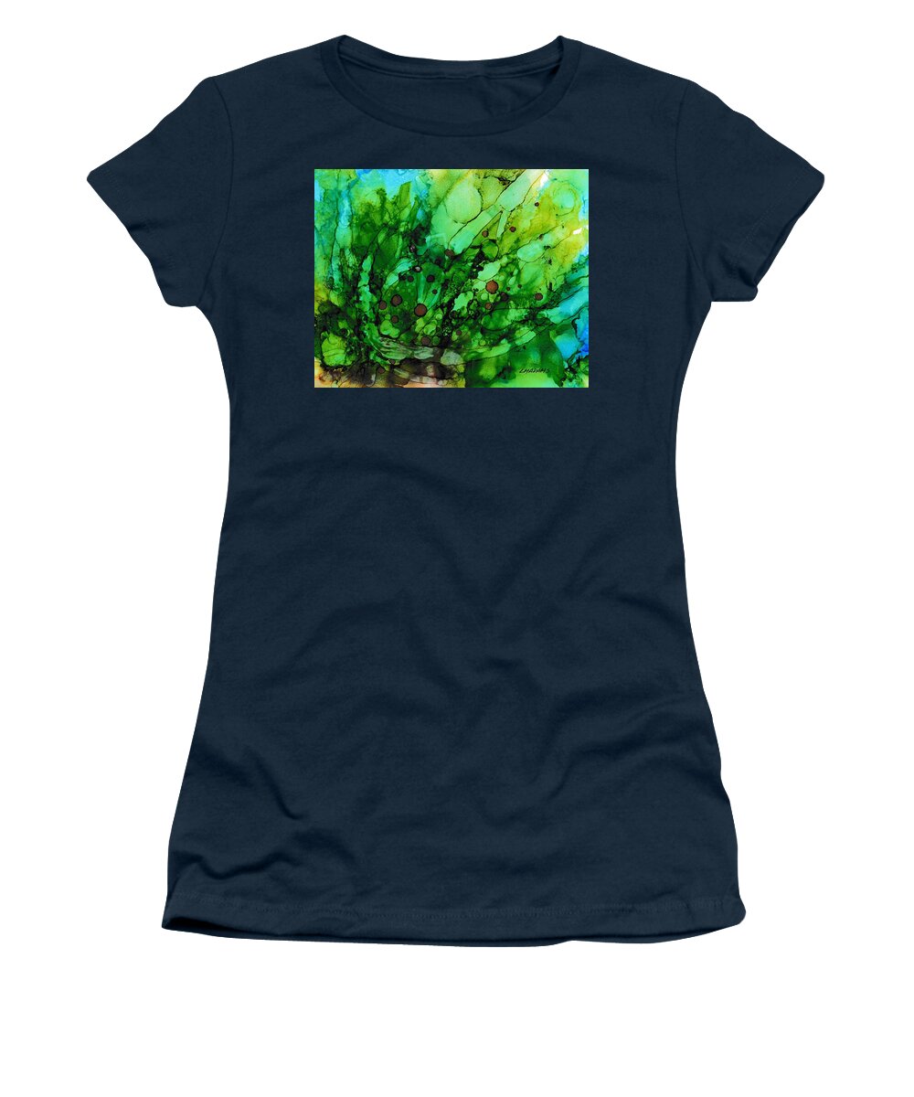 Abstract Women's T-Shirt featuring the painting Under the Sea by Louise Adams