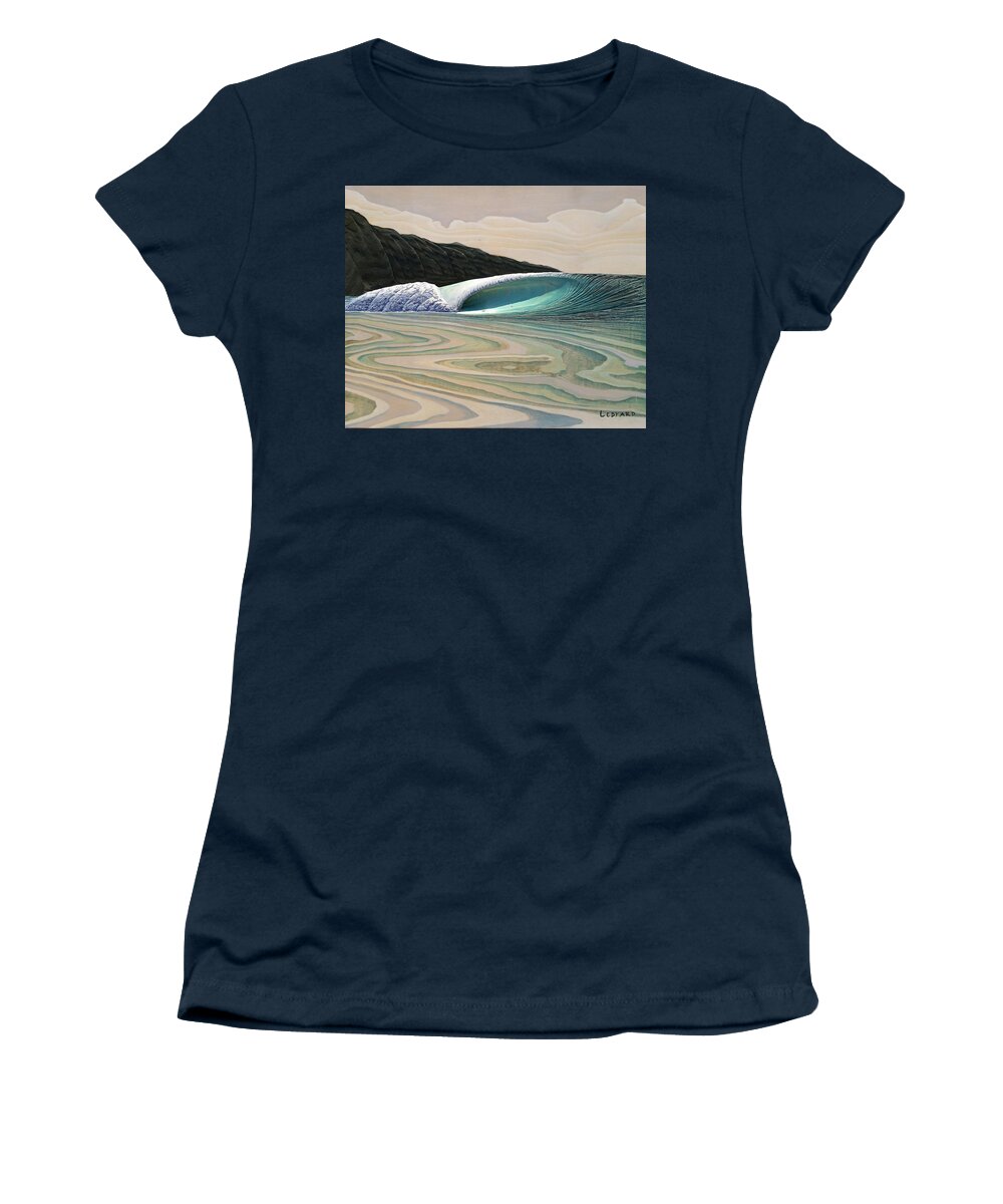 Surf Art Women's T-Shirt featuring the relief Universal Flow by Nathan Ledyard