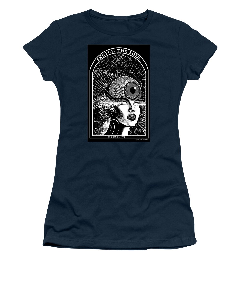 3rd Eye Women's T-Shirt featuring the mixed media Unseen Sights by Tony Koehl