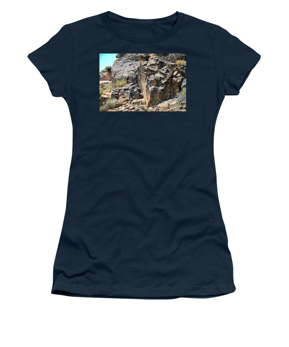 Petroglyph Women's T-Shirt featuring the photograph Untitled 91 by John Bennett