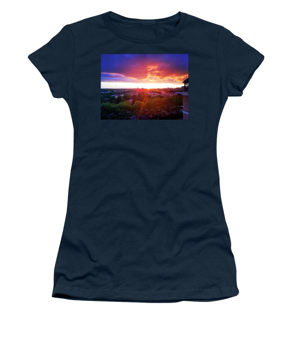 Sunset Women's T-Shirt featuring the photograph Urban Sunset by Chris Montcalmo