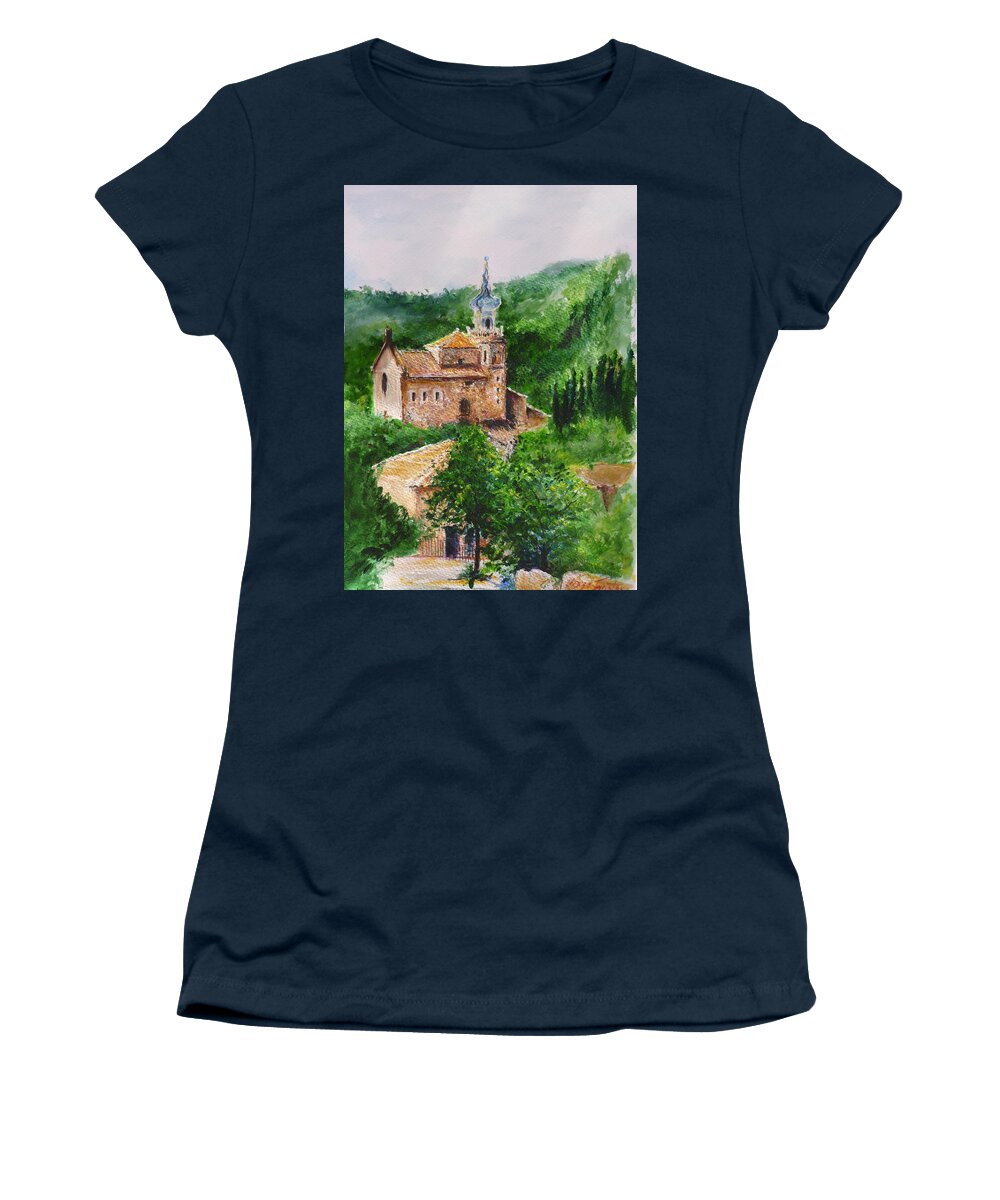 Valley Women's T-Shirt featuring the painting Valldemossa Pleine Air Painting Comp. by Lizzy Forrester