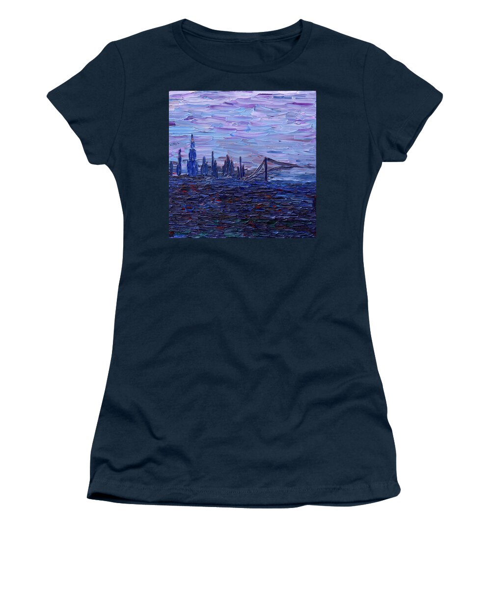 Nyc Women's T-Shirt featuring the painting View on New York by Vadim Levin