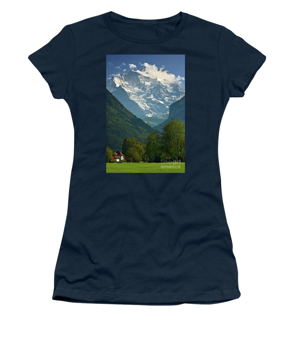 Switzerland Women's T-Shirt featuring the photograph View on the Jungfrau - Interlaken - Switzerland by Henk Meijer Photography