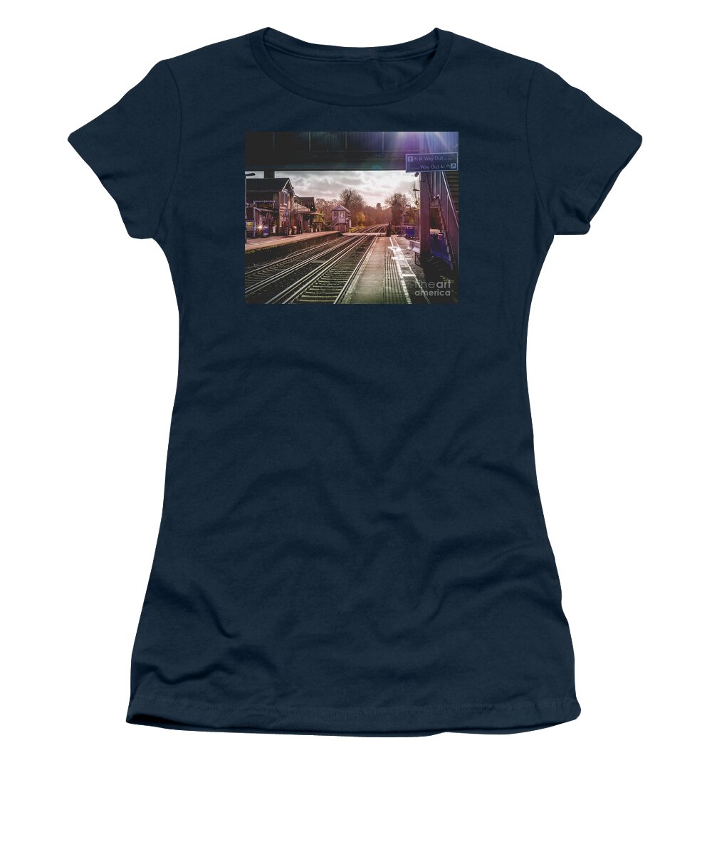 Train Women's T-Shirt featuring the photograph The Village Train Station by Perry Rodriguez