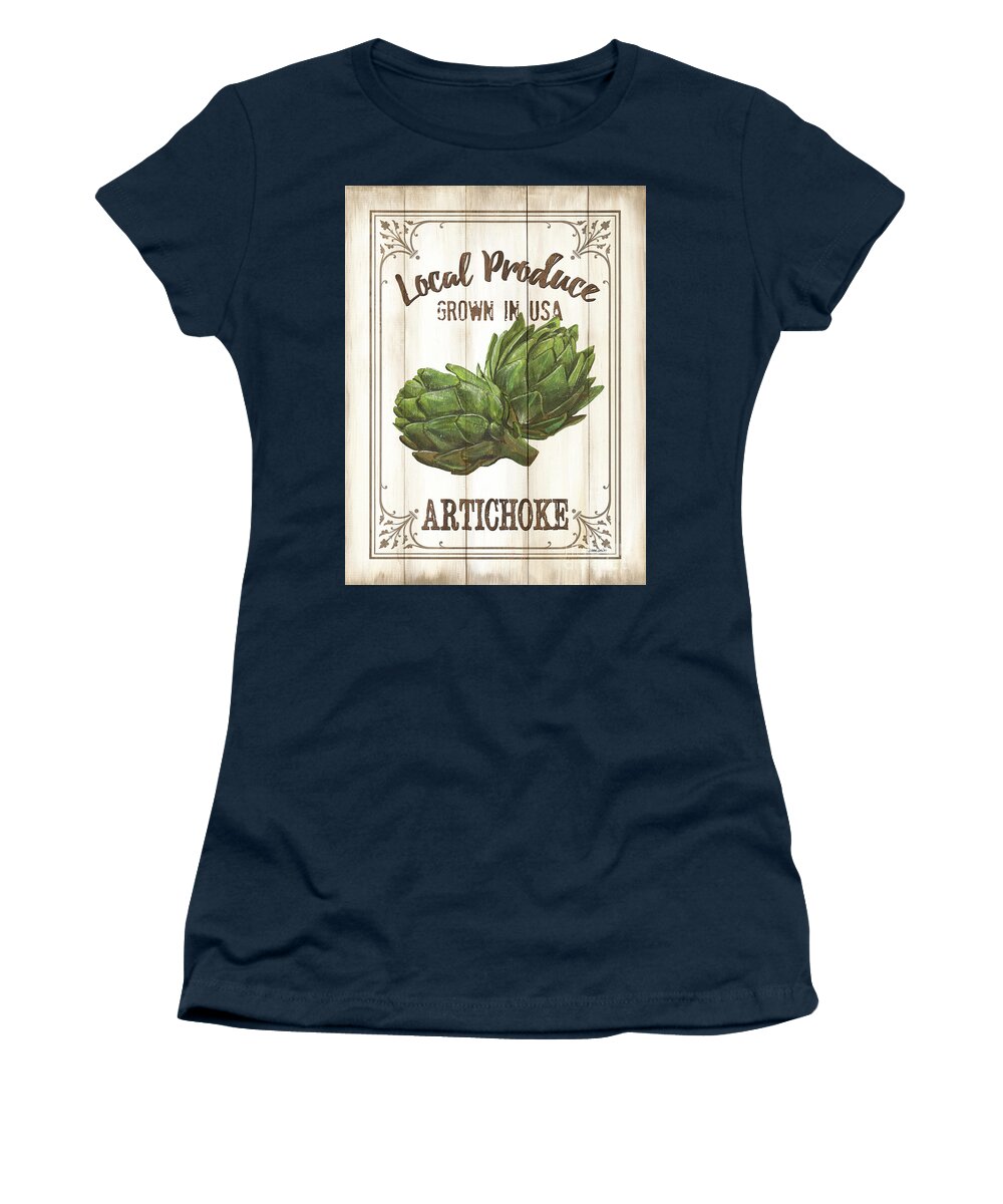 Artichoke Women's T-Shirt featuring the painting Vintage Fresh Vegetables 2 by Debbie DeWitt