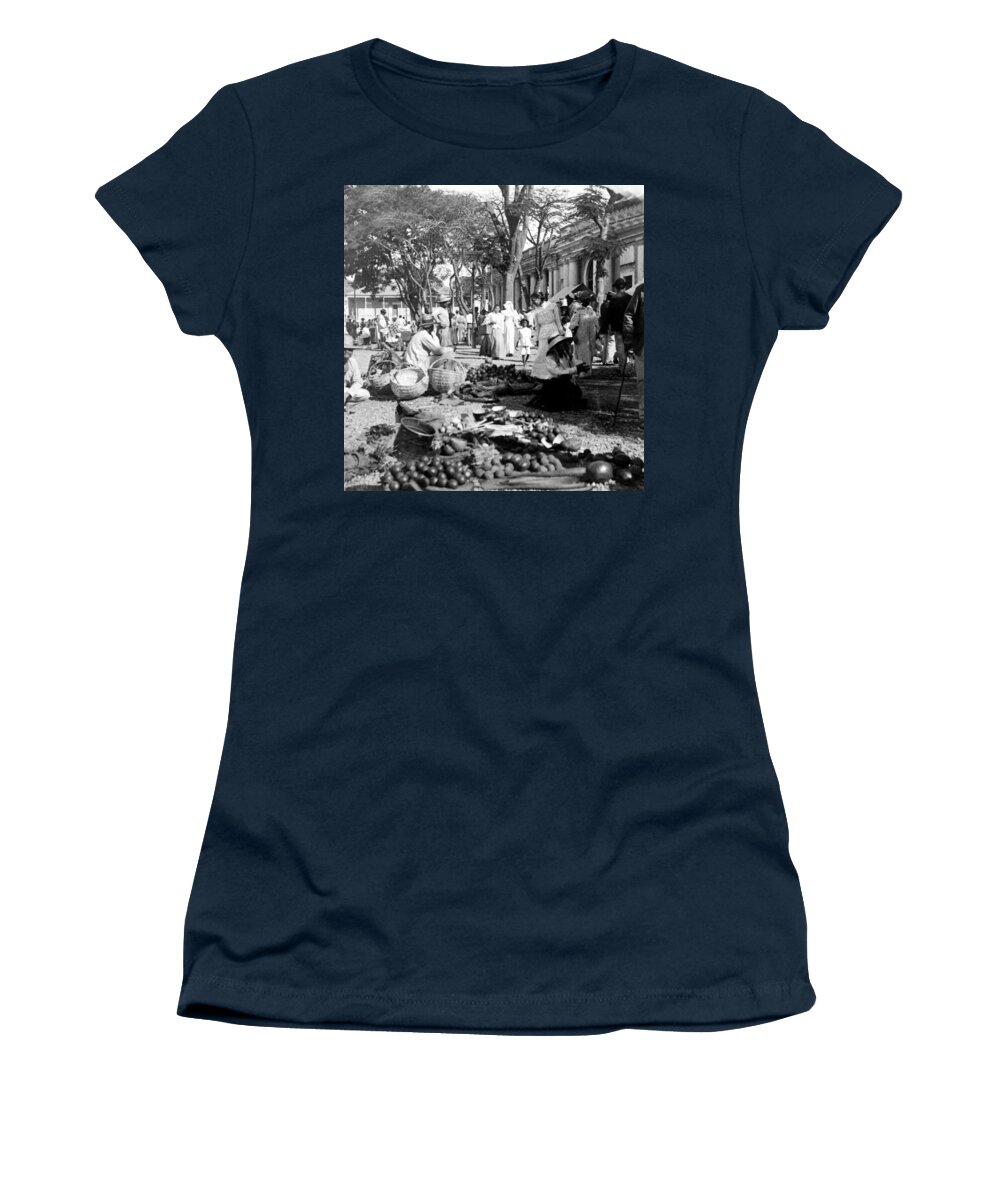 puerto Rico Women's T-Shirt featuring the photograph Vintage Street Scene in Ponce - Puerto Rico - c 1899 by International Images