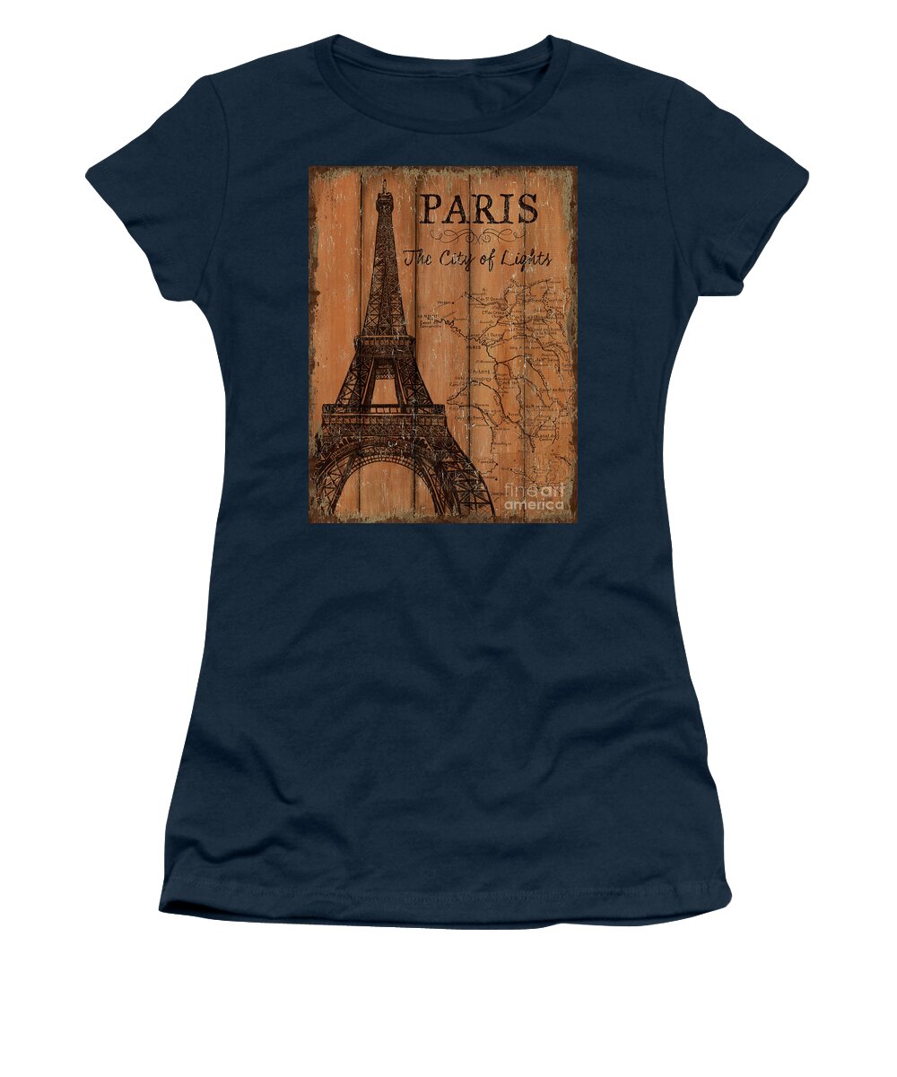 Paris Women's T-Shirt featuring the painting Vintage Travel Paris by Debbie DeWitt