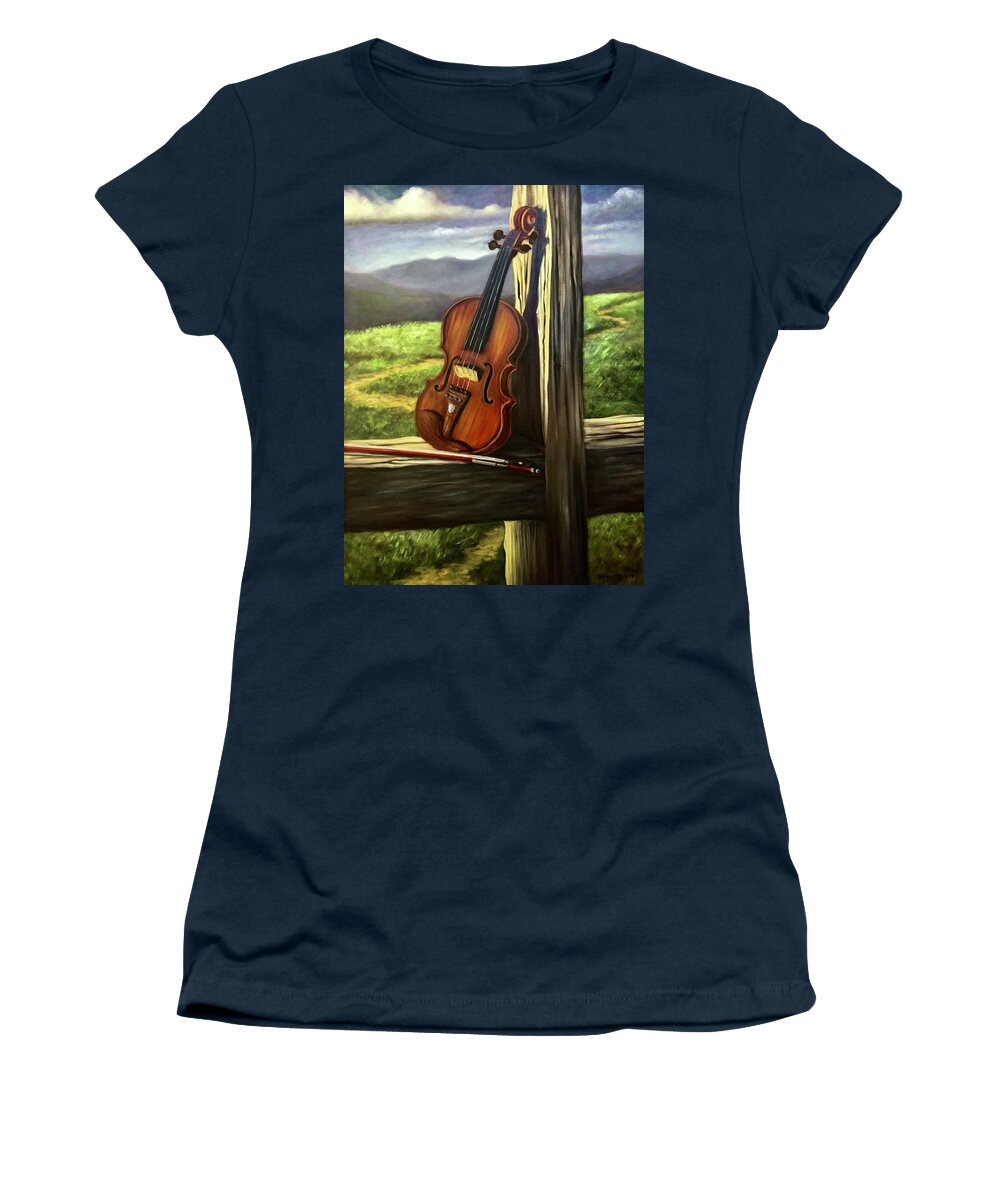 Violin Women's T-Shirt featuring the painting Violin by Rand Burns
