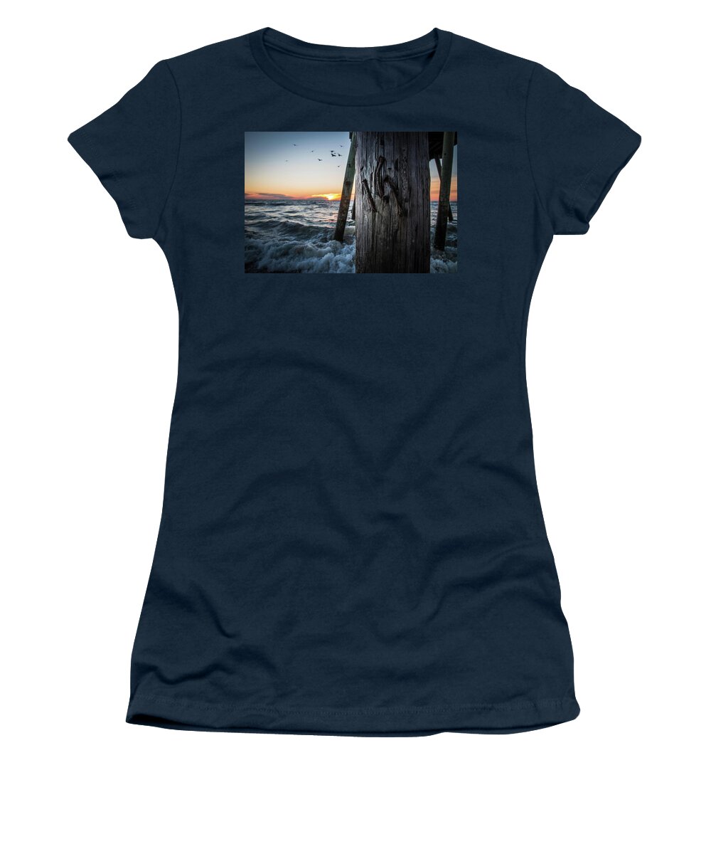 Sunrise Women's T-Shirt featuring the photograph Virginia Beach Sunrise 17 by Larkin's Balcony Photography