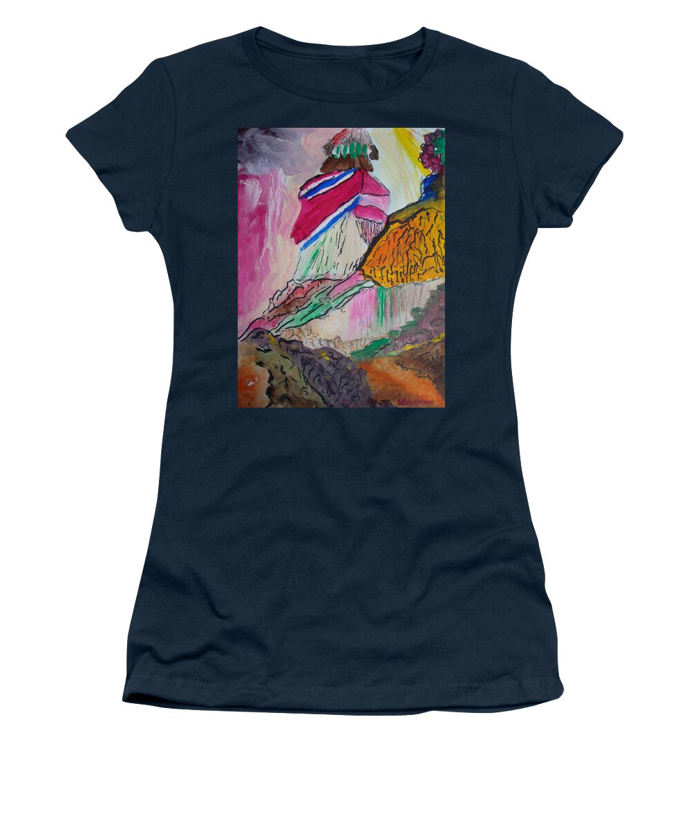 Native American Women's T-Shirt featuring the painting Vision Quest by Susan Esbensen