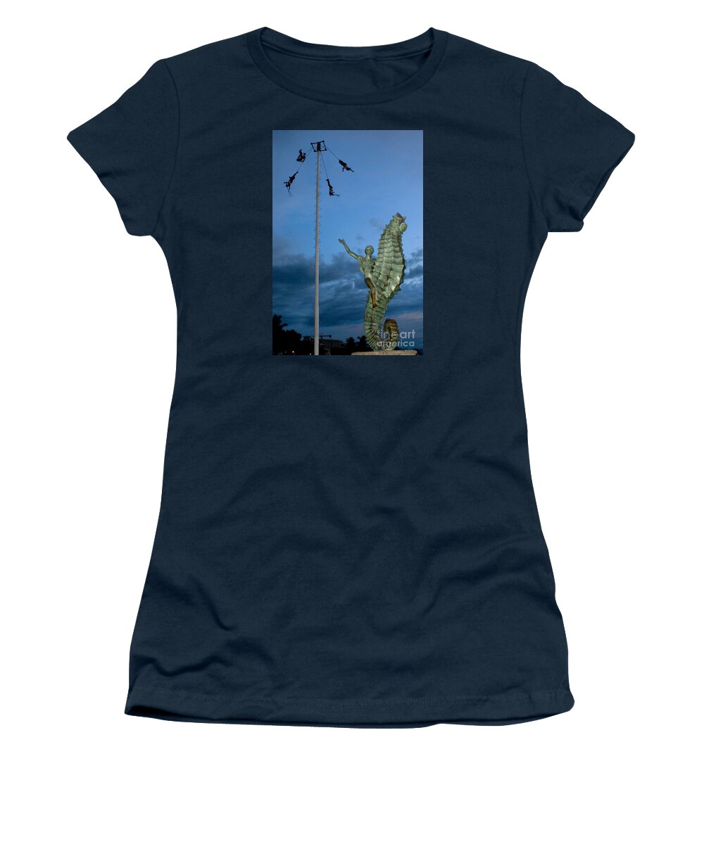 Puerto Vallarta Women's T-Shirt featuring the photograph Voladores of Papantla in Puerto Vallarta by Anthony Totah