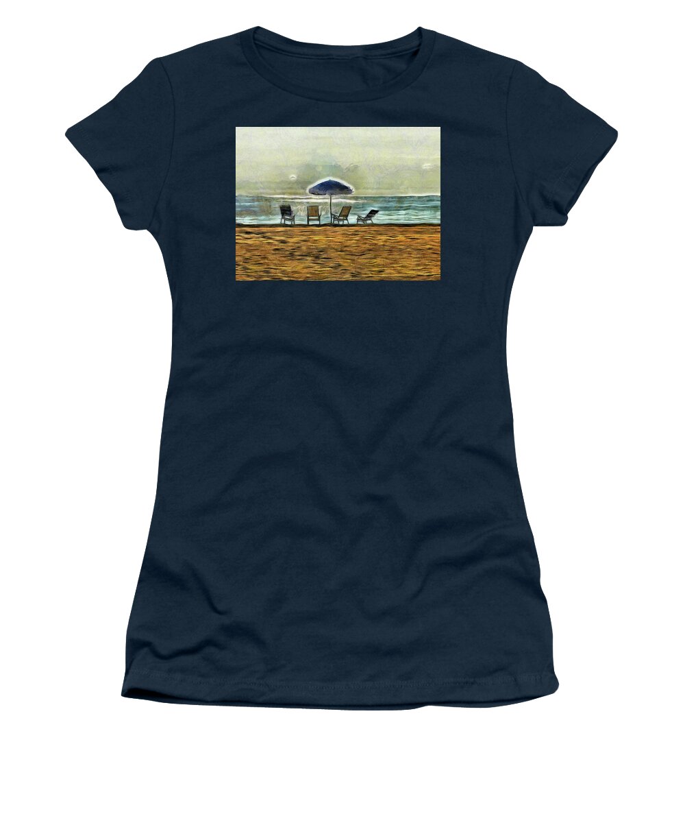 Beach Women's T-Shirt featuring the mixed media Waiting On High Tide by Trish Tritz