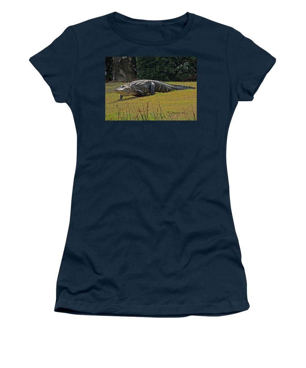 Alligator Women's T-Shirt featuring the photograph Walking Appetite by T Guy Spencer