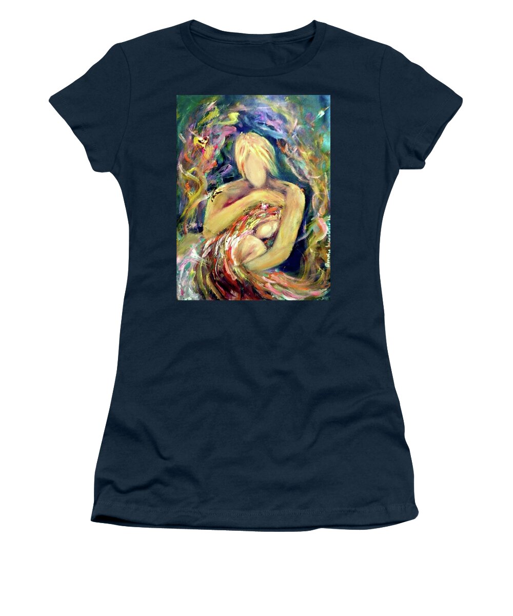  Women's T-Shirt featuring the painting Warm hug by Wanvisa Klawklean