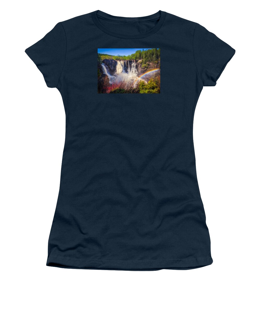 Atmosphere Women's T-Shirt featuring the photograph Waterfalls and Rainbows by Rikk Flohr
