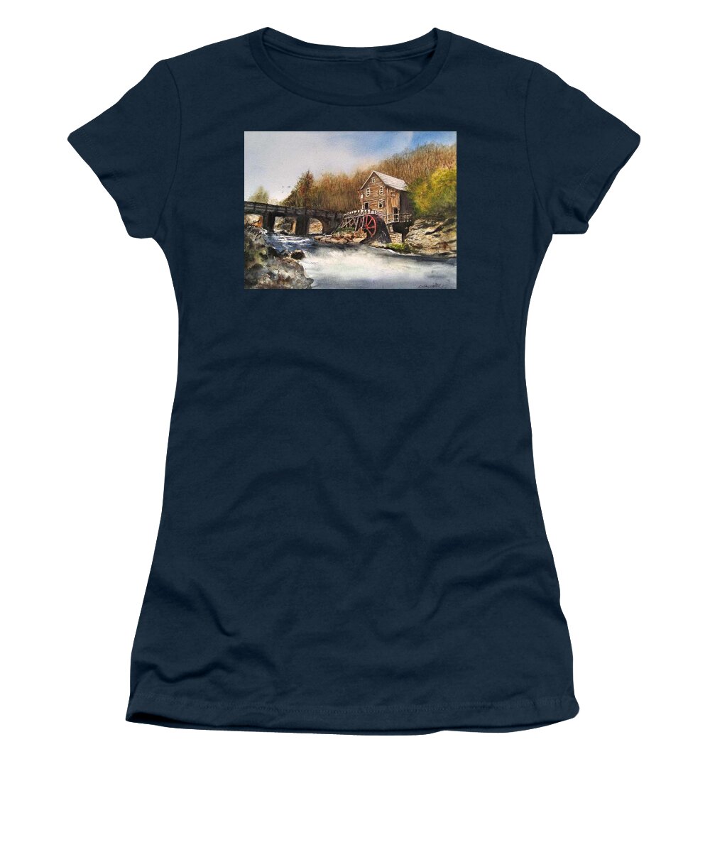 Old Watermill Women's T-Shirt featuring the painting Watermill by Bobby Walters