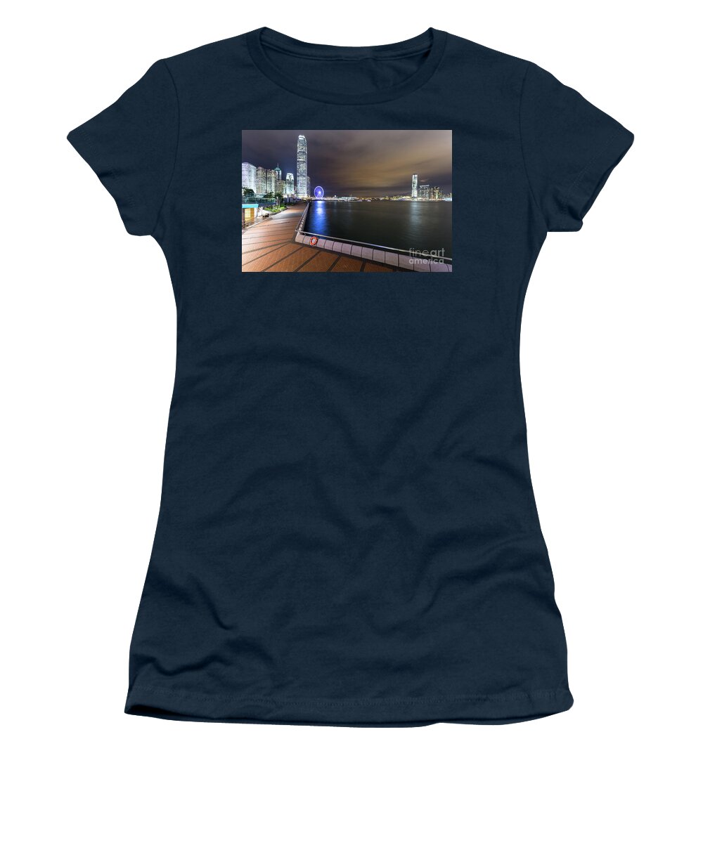 China Women's T-Shirt featuring the photograph Waterront promenade along the Victoria harbour in Hong Kong by Didier Marti