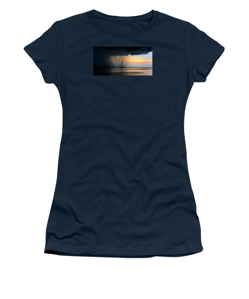 Waterspout Women's T-Shirt featuring the photograph Waterspout panoramic by David Lee Thompson