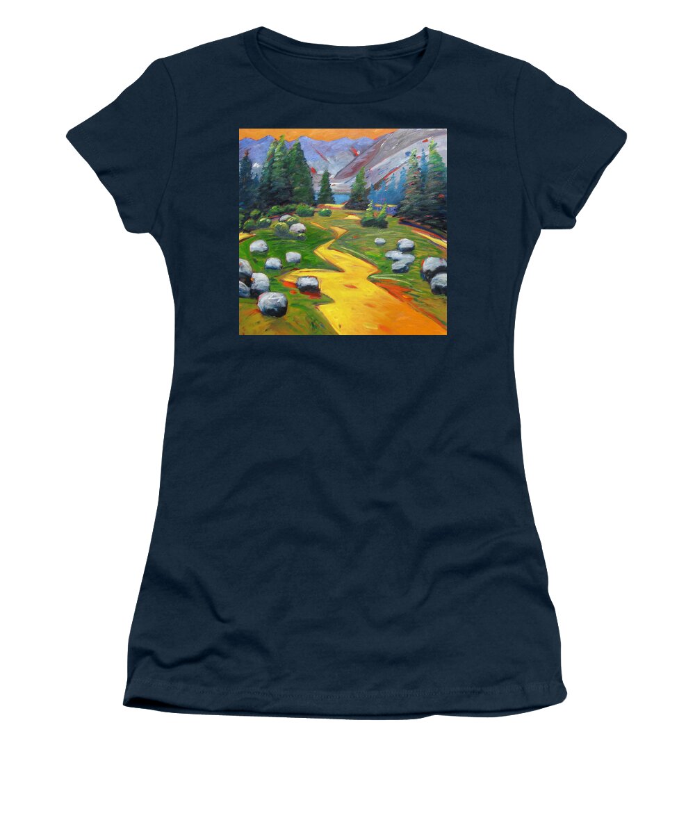 Landscape Women's T-Shirt featuring the painting Way To The Lake by Gary Coleman