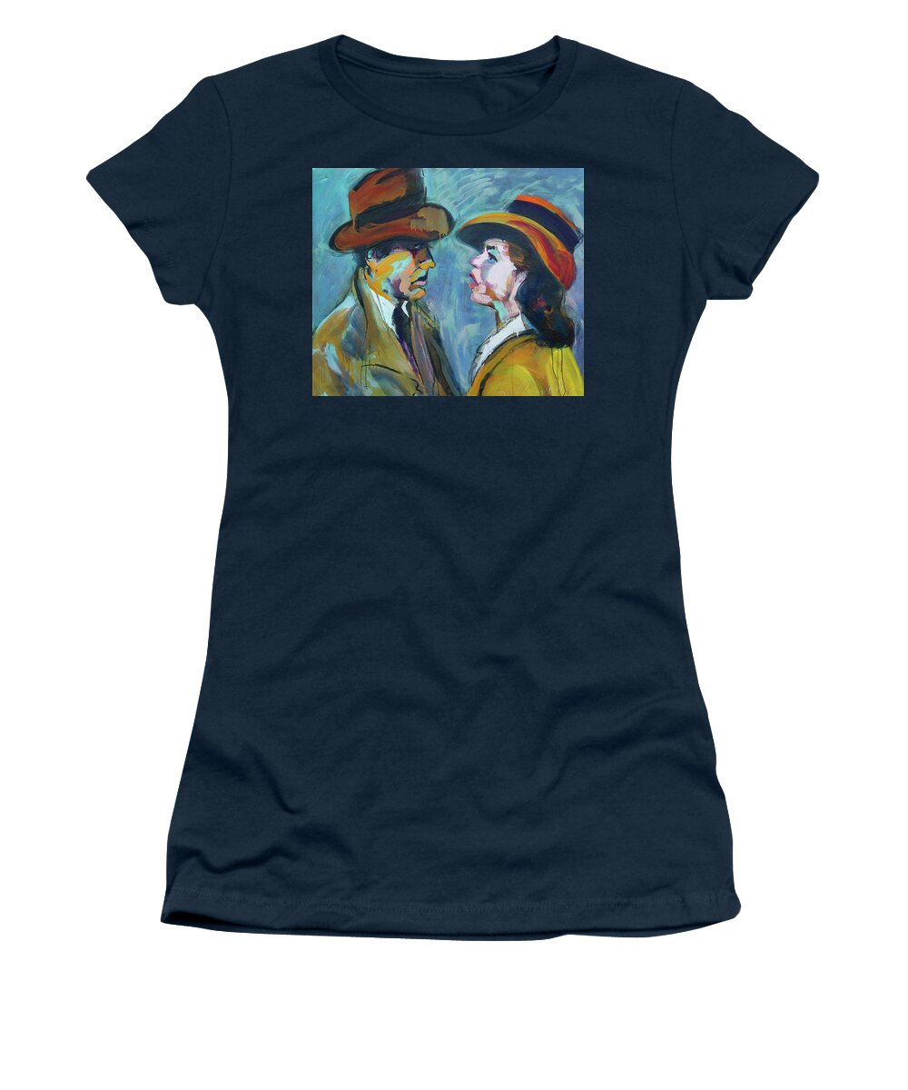 Portraits Women's T-Shirt featuring the painting We'll Always Have Paris by Les Leffingwell