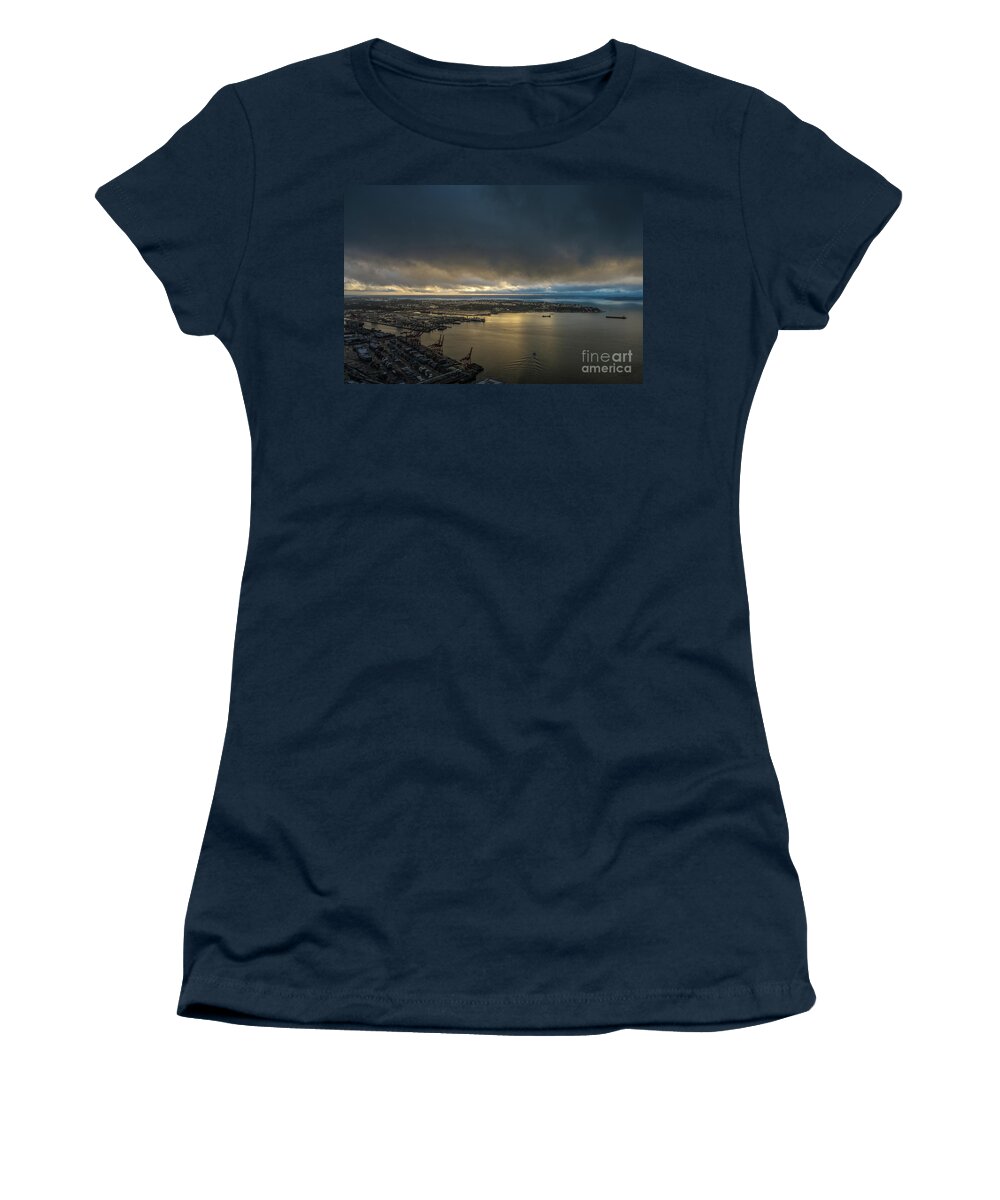 Seattle Women's T-Shirt featuring the photograph West Seattle Water Taxi Heading Out by Mike Reid