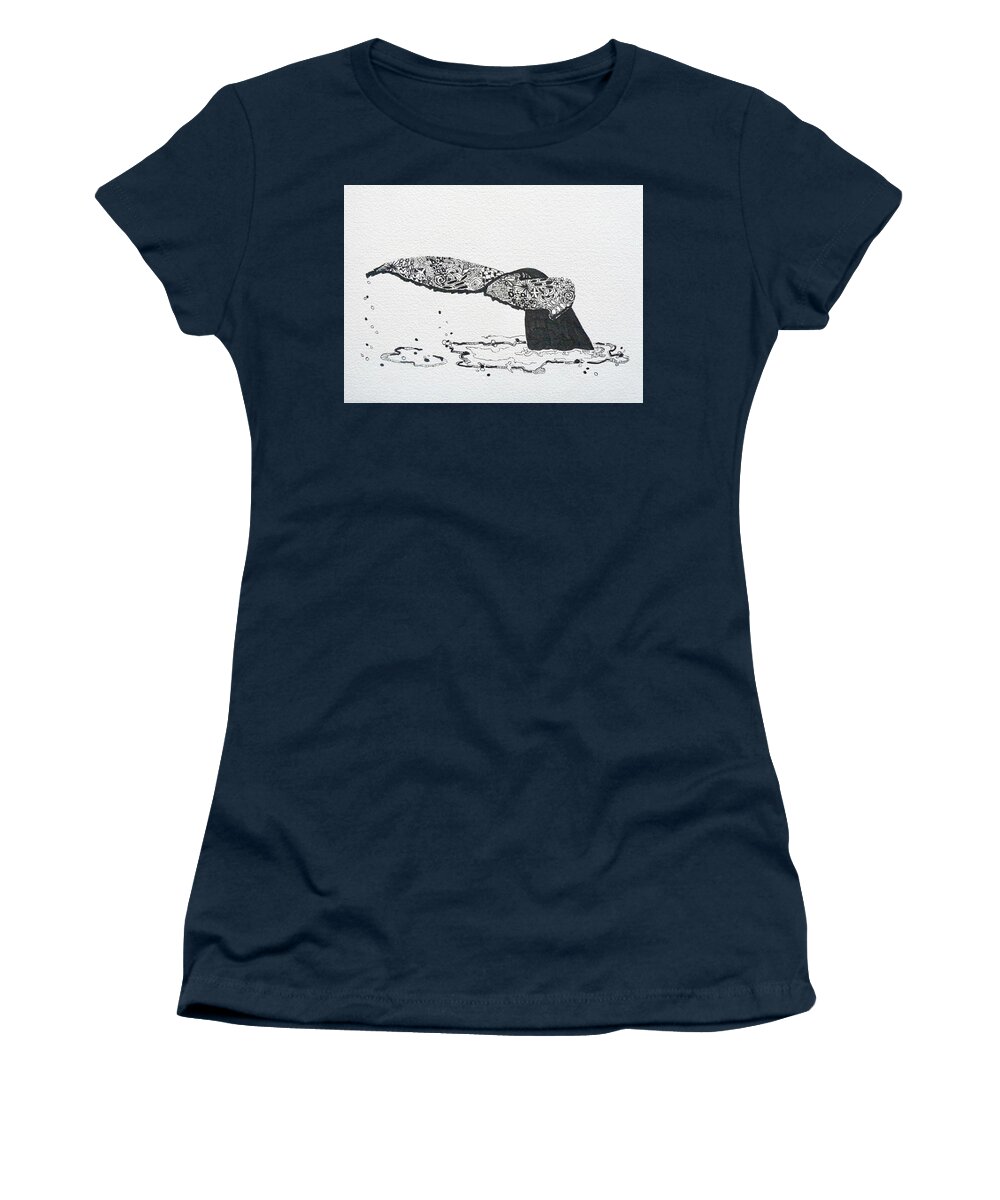 Whale Women's T-Shirt featuring the painting Whale Tail by Yvonne Ankerman