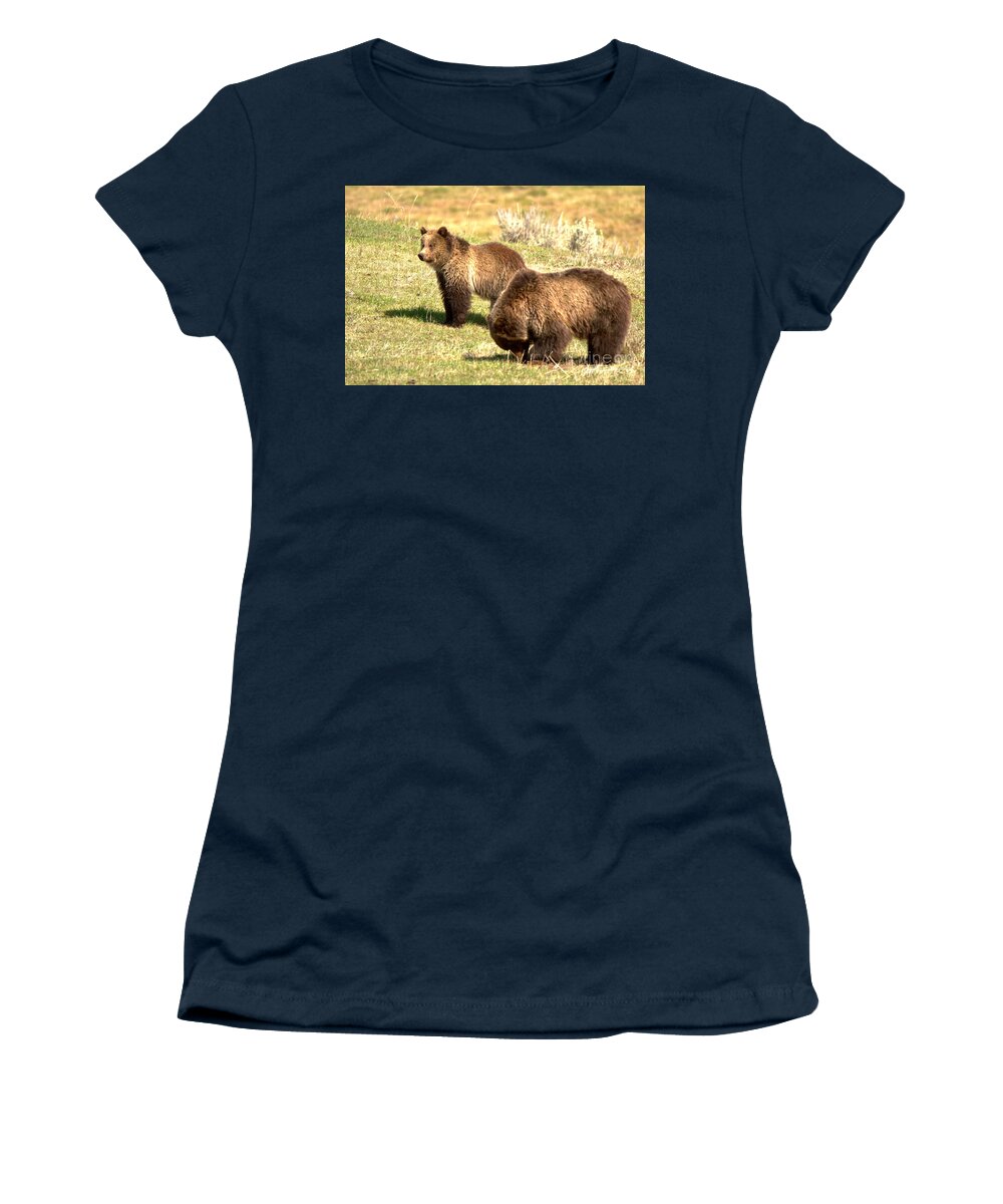 Grizzly Bears Women's T-Shirt featuring the photograph What Did Junior Do Now by Adam Jewell