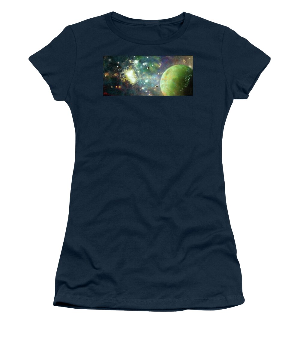 Space Women's T-Shirt featuring the digital art What's Out There by Adam Vance
