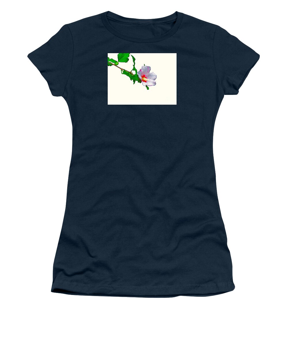 White Flower And Leaves A The Art Artist Artistic Plant Plants Leaf Branch Twig Pistol Craig Walters Photo Photograph Photographic Photo-art Photoart Women's T-Shirt featuring the digital art White Flower and Leaves by Craig Walters