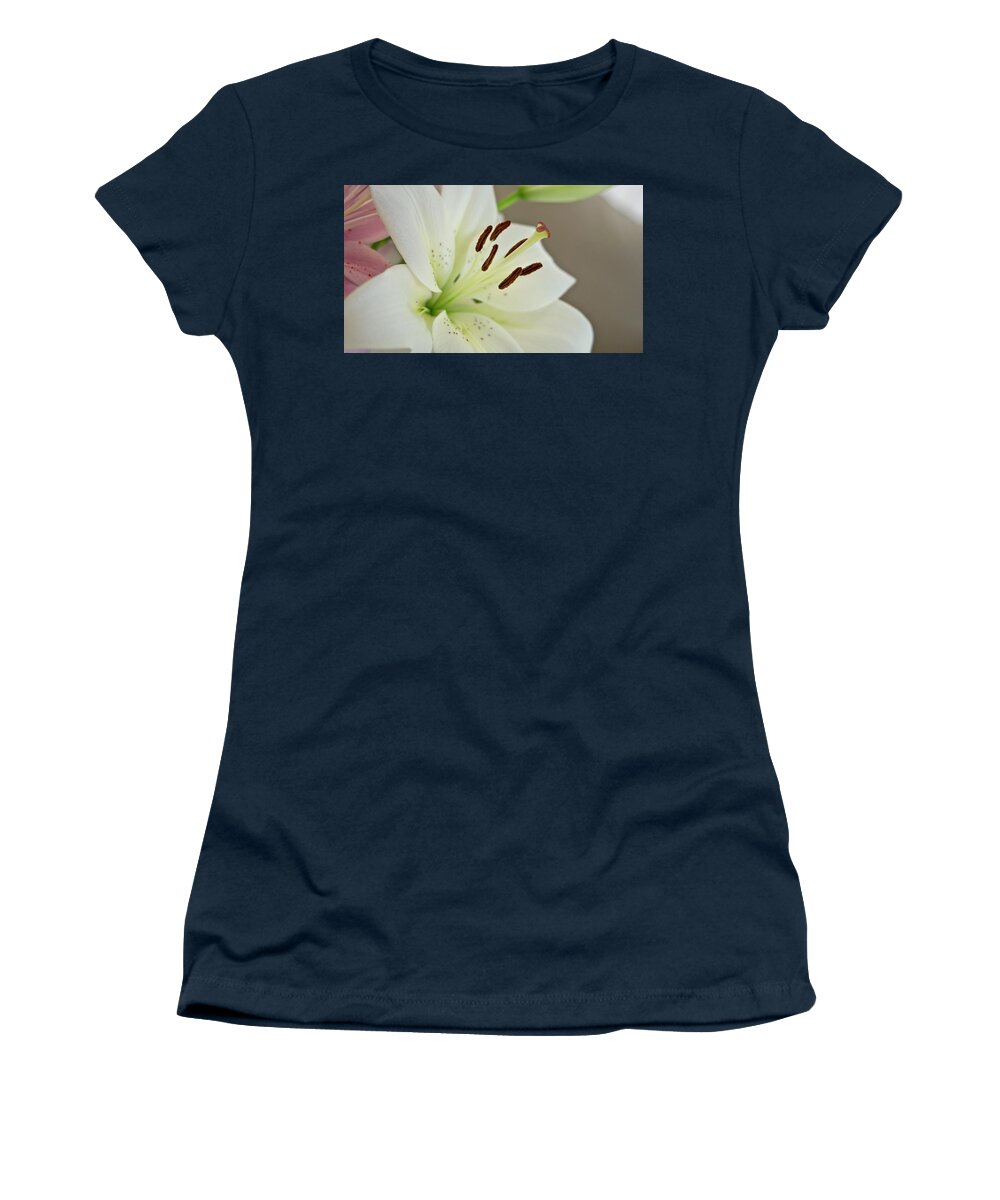 Humility Women's T-Shirt featuring the photograph White Lily 5 by Elena Perelman